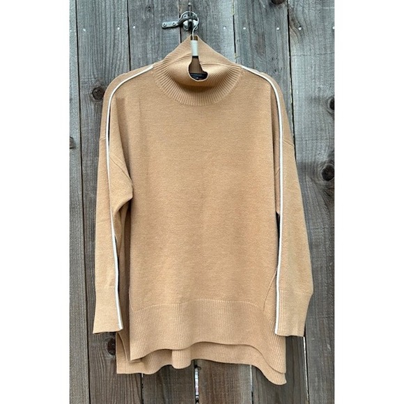 French Connection Womens Size L Tan Brown Turtleneck Sweater Knit Top - Picture 1 of 4